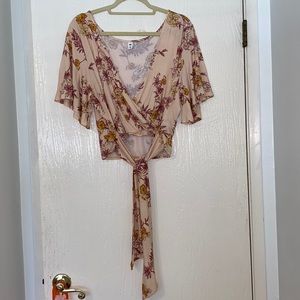 Floral criss cross top